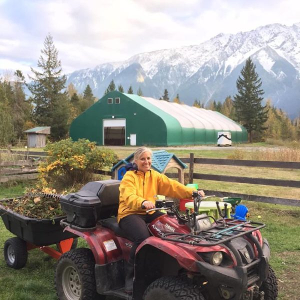 Tracey working on the farm