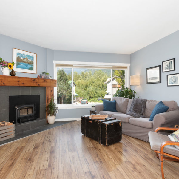 Bright Living Area with Cozy Airtight Fireplace