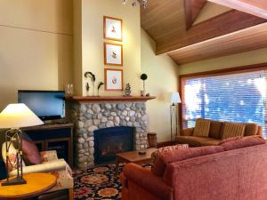 The bright and open living area with vaulted ceilings