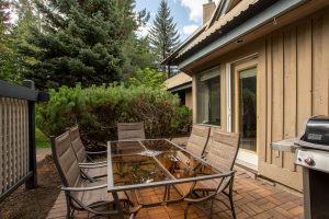 Private patio facing landscaped gardens