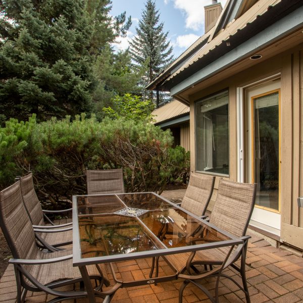 Private patio facing landscaped gardens